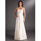 Empire Strapless Sweep Train Chiffon Lace Bridesmaid Dress With Ruffle (007016857)