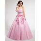 Ball-Gown Sweetheart Floor-Length Taffeta Tulle Quinceanera Dress With Ruffle Beading Flower(s) (021022500)