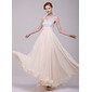 A-Line/Princess V-neck Floor-Length Chiffon Holiday Dress With Ruffle Beading (020016199)