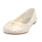 Satin Flat Heel Closed Toe Flats Wedding Shoes With Bowknot Ribbon Tie (047005458)
