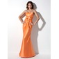 Tubo Coração Vestidos longo cetim Vestido de madrinha com Pregueado (007000929)