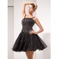 A-Line/Princess Short/Mini Organza Cocktail Dress With Beading Sequins (016014460)