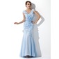 Mermaid V-neck Floor-Length Chiffon Sequined Prom Dress With Beading Flower(s) (018024292)
