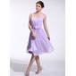 A-Line/Princess Scoop Neck Knee-Length Chiffon Bridesmaid Dress With Ruffle Flower(s) (007026263) A-Line/Princess Scoop Neck Knee-Length Chiffon Bridesmaid Dress With Ruffle Flower(s) (007026263)