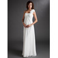 Empire One-Shoulder Floor-Length Chiffon Maternity Bridesmaid Dress With Ruffle Flower(s) (045022471)