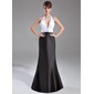 Sheath Halter Sweep Train Charmeuse Evening Dress With Ruffle Beading (017020734)