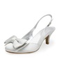 Satin Low Heel Closed Toe Slingbacks Pumps Wedding Shoes With Bowknot Buckle (047010770)