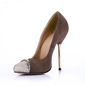 Sparkling Glitter Velvet Stiletto Heel Closed Toe Pumps With Chain (085022621)