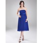 Empire Strapless Knee-Length Chiffon Charmeuse Maternity Bridesmaid Dress With Ruffle Sash (045004407)