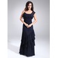 A-Line/Princess Scoop Neck Floor-Length Chiffon Mother of the Bride Dress With Ruffle (008021134)