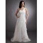 Empire One-Shoulder Court Train Organza Wedding Dress With Ruffle Beadwork (002012637) Empire One-Shoulder Court Train Organza Wedding Dress With Ruffle Beadwork (002012637)