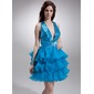 A-Line/Princess Halter Short/Mini Organza Charmeuse Sequined Homecoming Dress With Beading (022020756) A-Line/Princess Halter Short/Mini Organza Charmeuse Sequined Homecoming Dress With Beading (022020756)