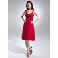 A-Line/Princess Cowl Neck Knee-Length Chiffon Bridesmaid Dress With Ruffle (007015661)