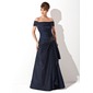 A-Line/Princess Off-the-Shoulder Sweep Train Taffeta Mother of the Bride Dress With Ruffle Beading (008021110)