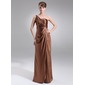 Sheath One-Shoulder Floor-Length Charmeuse Bridesmaid Dress With Ruffle (017022527) Sheath One-Shoulder Floor-Length Charmeuse Bridesmaid Dress With Ruffle (017022527)