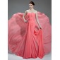 Mermaid Sweetheart Chapel Train Chiffon Prom Dress With Ruffle (018024365)