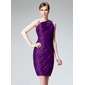 Sheath One-Shoulder Knee-Length Organza Cocktail Dress With Ruffle (016002971)