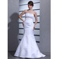 Stile sirena A cuore Coda a strascico corto raso Abito per matrimonio con Increspature Perline (002000458)
