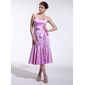 Sheath Sweetheart Tea-Length Satin Bridesmaid Dress (007026265) Sheath Sweetheart Tea-Length Satin Bridesmaid Dress (007026265)