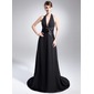 A-Line/Princess Halter Chapel Train Chiffon Charmeuse Mother of the Bride Dress With Ruffle (008015037) A-Line/Princess Halter Chapel Train Chiffon Charmeuse Mother of the Bride Dress With Ruffle (008015037)
