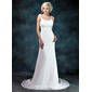 Empire Scoop Neck Court Train Chiffon Wedding Dress With Ruffle Beadwork (002001673) Empire Scoop Neck Court Train Chiffon Wedding Dress With Ruffle Beadwork (002001673)