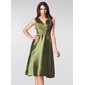 A-Line/Princess V-neck Knee-Length Taffeta Bridesmaid Dress With Ruffle (007005213) A-Line/Princess V-neck Knee-Length Taffeta Bridesmaid Dress With Ruffle (007005213)