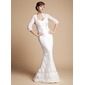 Mermaid Sweetheart Floor-Length Satin Lace Wedding Dress With Sashes (002011670)
