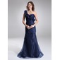 Mermaid One-Shoulder Sweep Train Organza Mother of the Bride Dress With Ruffle Flower(s) (008006036) Mermaid One-Shoulder Sweep Train Organza Mother of the Bride Dress With Ruffle Flower(s) (008006036)