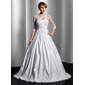 Ball-Gown V-neck Sweep Train Satin Tulle Wedding Dress With Lace Beadwork Sequins (002014755) Ball-Gown V-neck Sweep Train Satin Tulle Wedding Dress With Lace Beadwork Sequins (002014755)