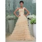 Ball-Gown One-Shoulder Chapel Train Chiffon Tulle Prom Dress With Ruffle Lace Beading (018017391)