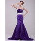Mermaid Strapless Court Train Satin Evening Dress With Sash Beading (017016205)
