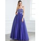A-Line/Princess Sweetheart Floor-Length Satin Tulle Quinceanera Dress With Ruffle Beading (021005316)
