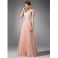 A-Line/Princess Sweetheart Floor-Length Chiffon Prom Dress With Ruffle Beading (018005043)
