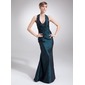 Tubo Frente única Vestidos longo Tafetá Vestido de madrinha com Pregueado (007000875)