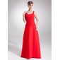 A-Line/Princess Scoop Neck Floor-Length Chiffon Bridesmaid Dress With Ruffle (007001869)