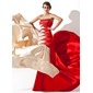 Sheath Strapless Court Train Charmeuse Prom Dress With Ruffle Beading Sequins (018005066)