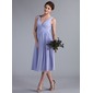 A-Line/Princess V-neck Tea-Length Chiffon Bridesmaid Dress With Ruffle (018026262) A-Line/Princess V-neck Tea-Length Chiffon Bridesmaid Dress With Ruffle (018026262)