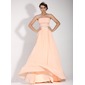 A-Line/Princess Strapless Floor-Length Chiffon Holiday Dress With Ruffle Beading (020016074)