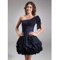 A-Line/Princess One-Shoulder Knee-Length Chiffon Taffeta Cocktail Dress With Ruffle (016008242)
