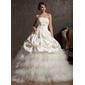 Gala-Japon Scallop Neck Kapel Sleep Satijn Tule Bruidsjurken met Kraalwerk Bloem(En) (002014861) Gala-Japon Scallop Neck Kapel Sleep Satijn Tule Bruidsjurken met Kraalwerk Bloem(En) (002014861)