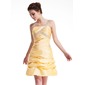 A-Line/Princess One-Shoulder Short/Mini Taffeta Homecoming Dress With Ruffle Beading Sequins (022004635)