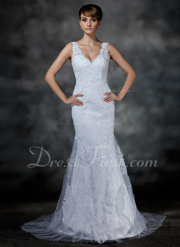 trumpet mermaid v neck wedding dress