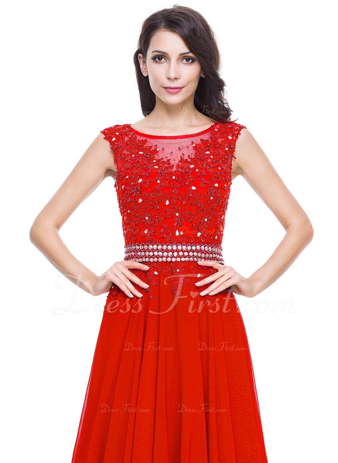 A-Line/Princess Scoop Neck Pleated Satin Evening Dresses with Sequins