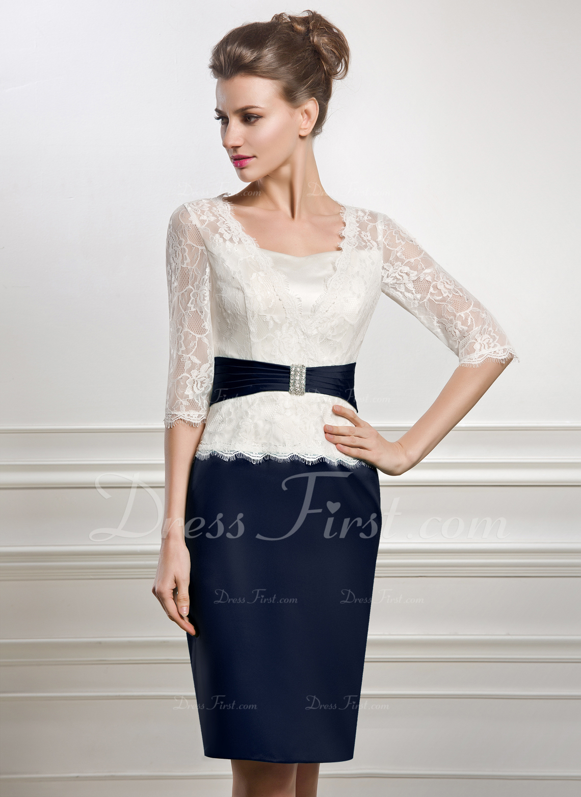 KneeLength Mother of the Bride Dress With Beading (008056887) DressFirst