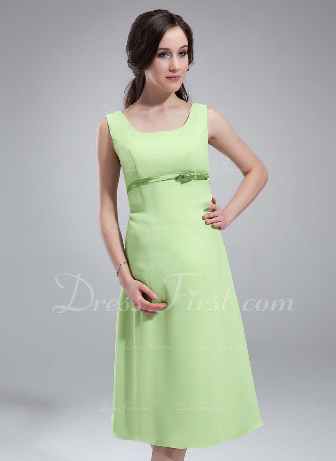 ALine Scoop Neck KneeLength Chiffon Maternity Bridesmaid Dress With