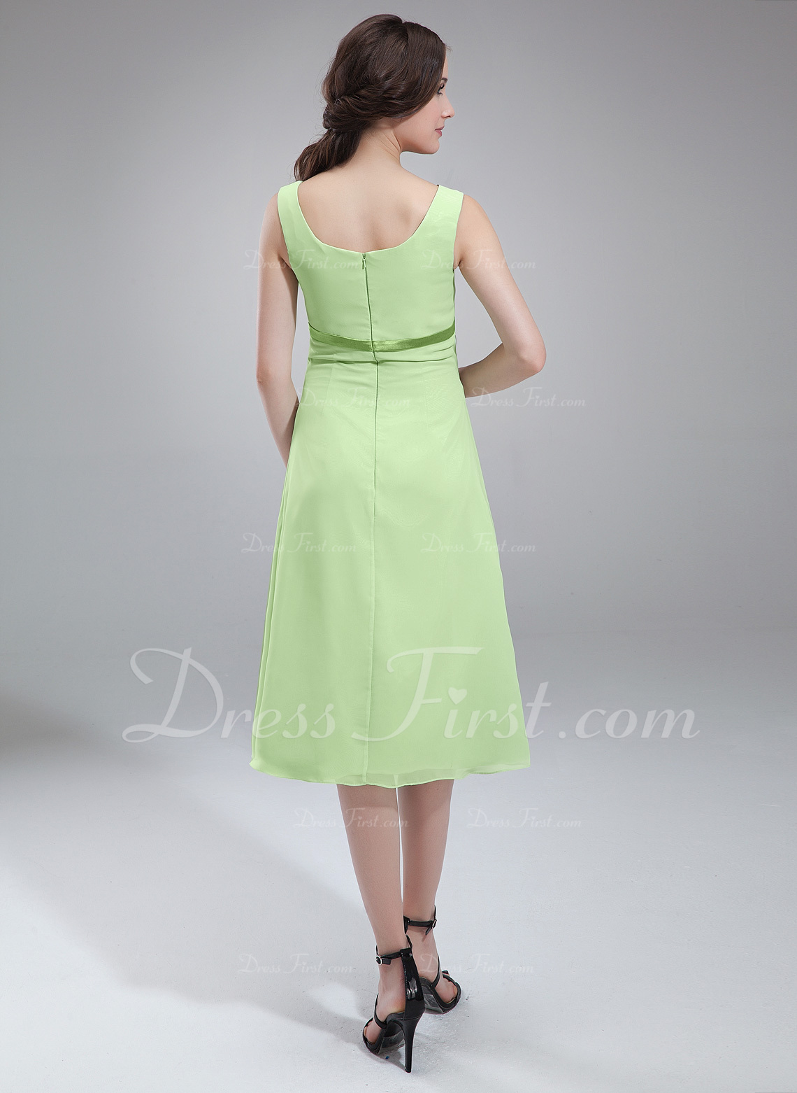 ALine Scoop Neck KneeLength Chiffon Maternity Bridesmaid Dress With