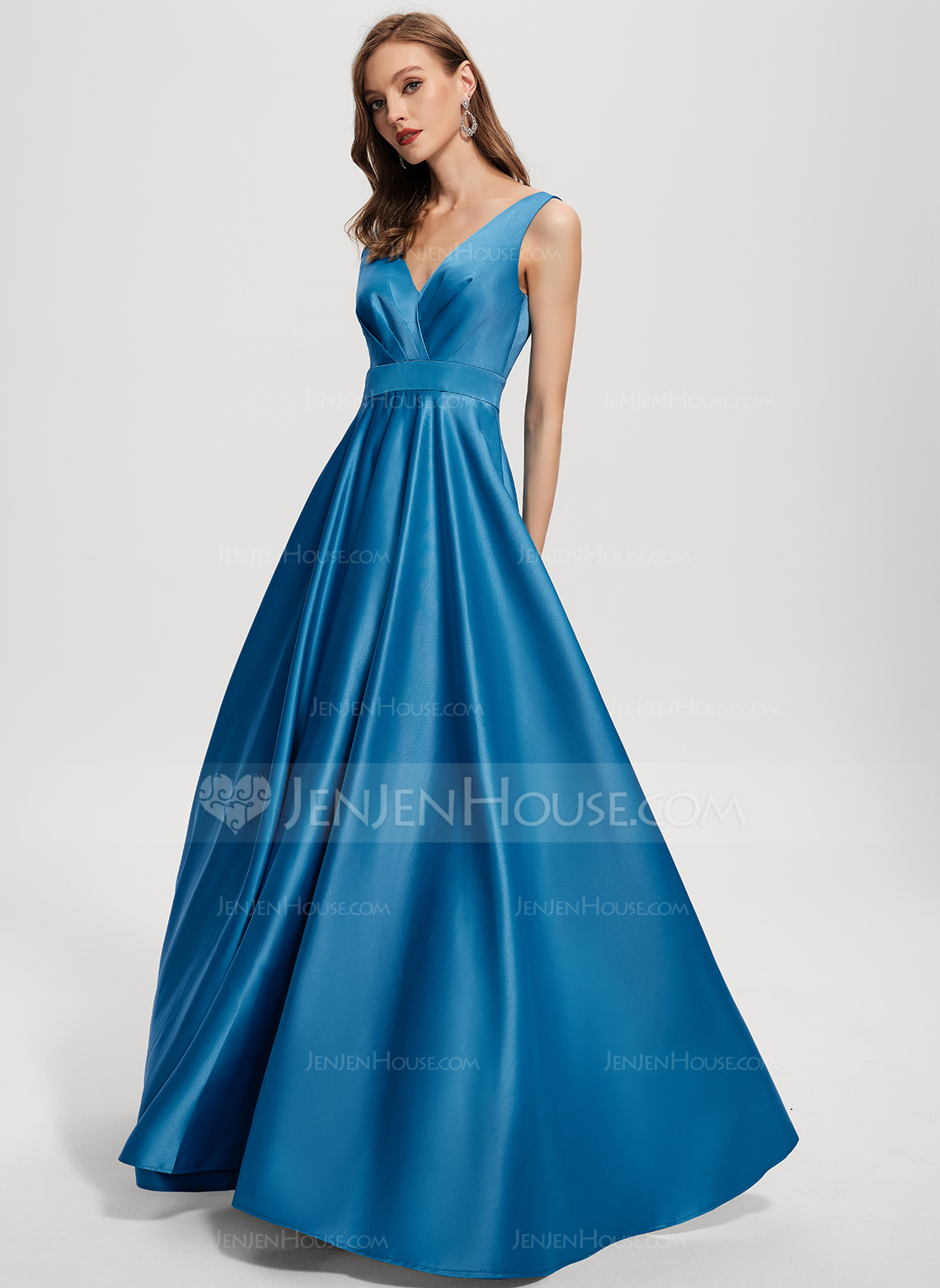 Kjole Maxi i Sateng med Plissert