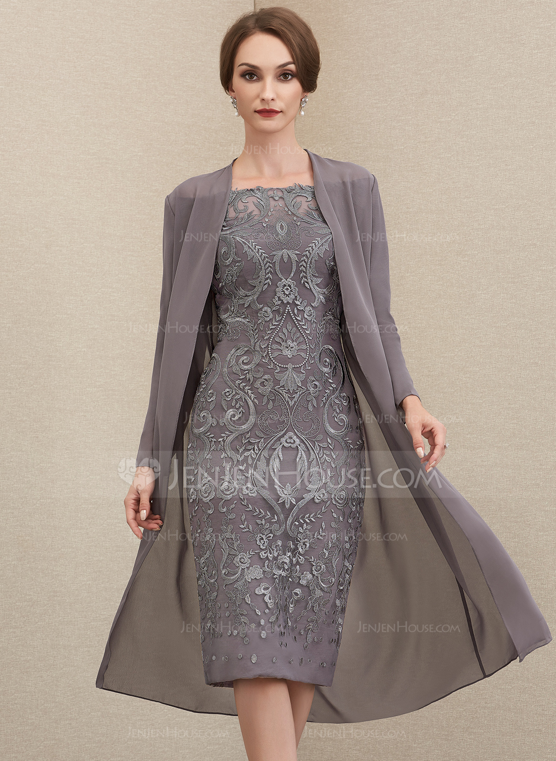 Kjole i Blonder med Skulderfri