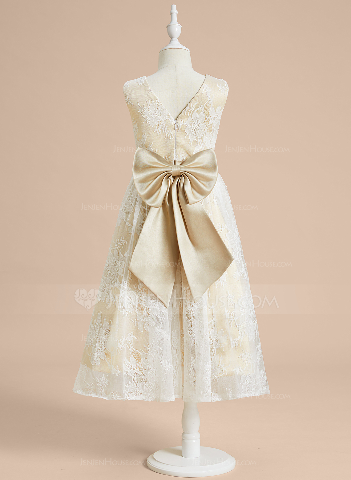 A-line Bow Lace Dress