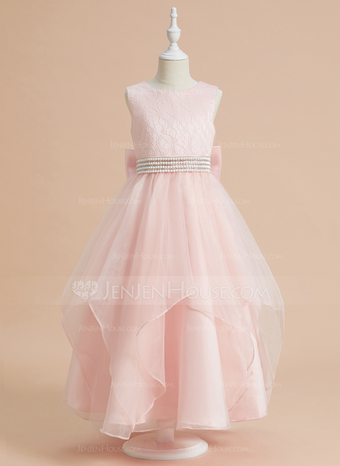 Ballkjole/Prinsesse Scoop Ankel-lengde Blonder/Organza Kjoler til Barn 